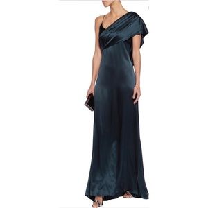 CUSHNIE draped one shoulder silk gown